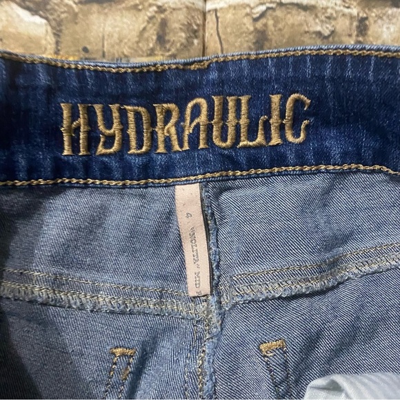 Hydraulic Curvy Nolita Midi Jean Shorts Blue Stretch Pockets Mid Rise - Picture 4 of 5